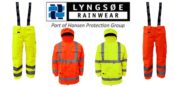 Lyngsoe Rainwear电弧闪光灯保护|高可见度阻燃雨夹克和裤子